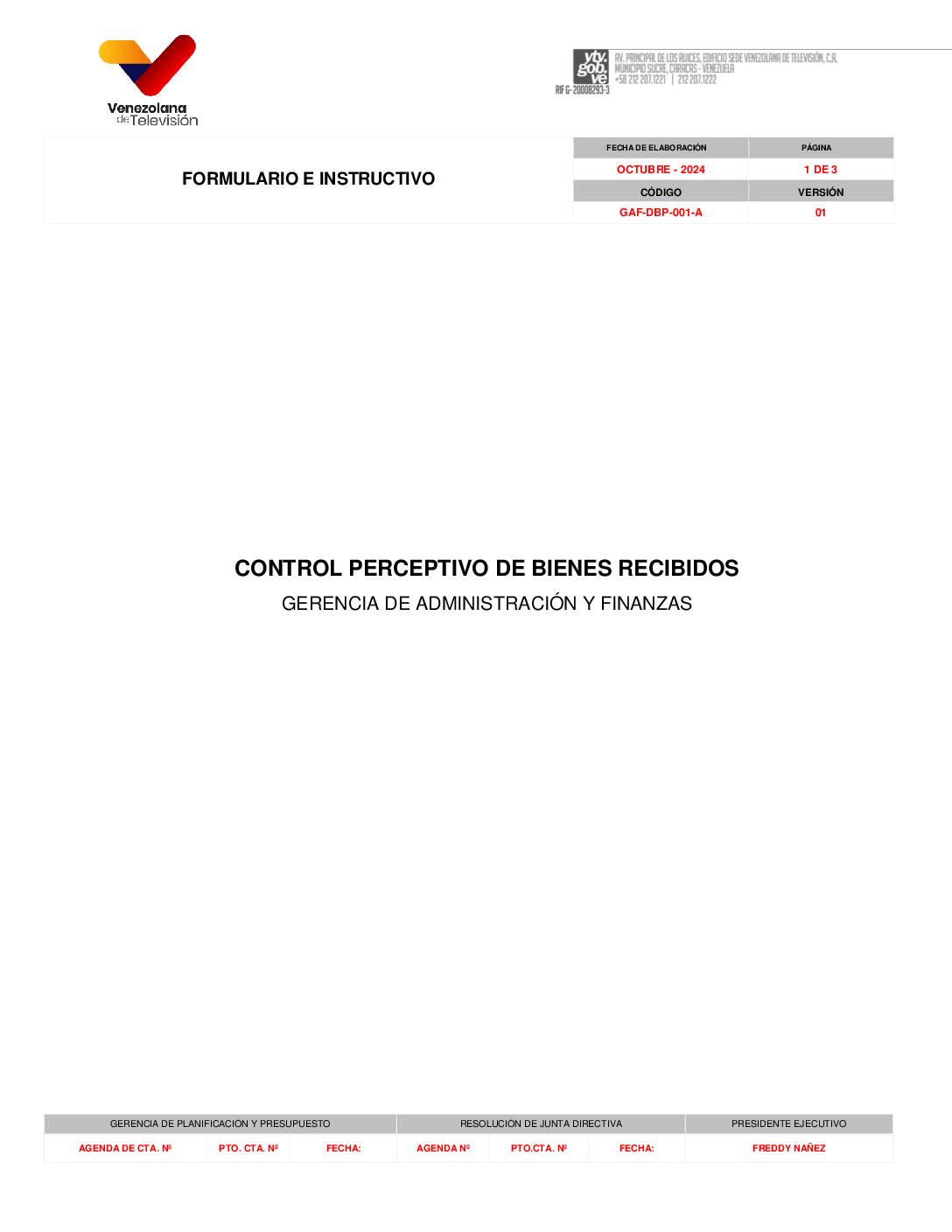 Control Perceptivo de Bienes Recibidos