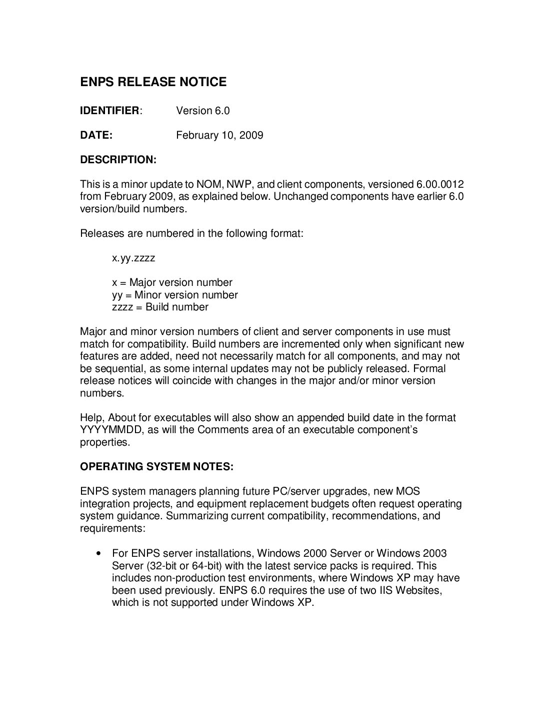 ENPS 6000-0012 Release Notes