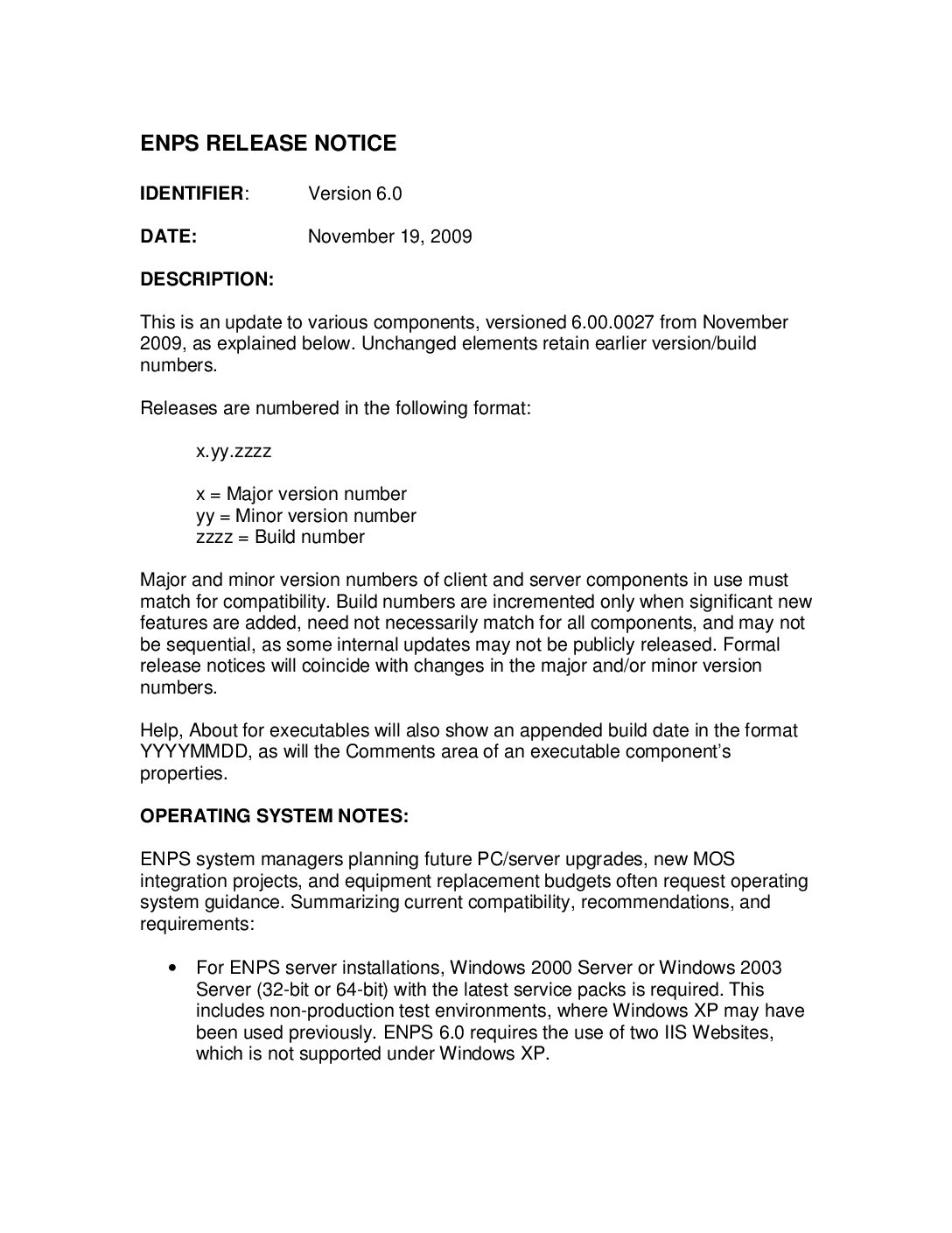 ENPS 6000-0027 Release Notes