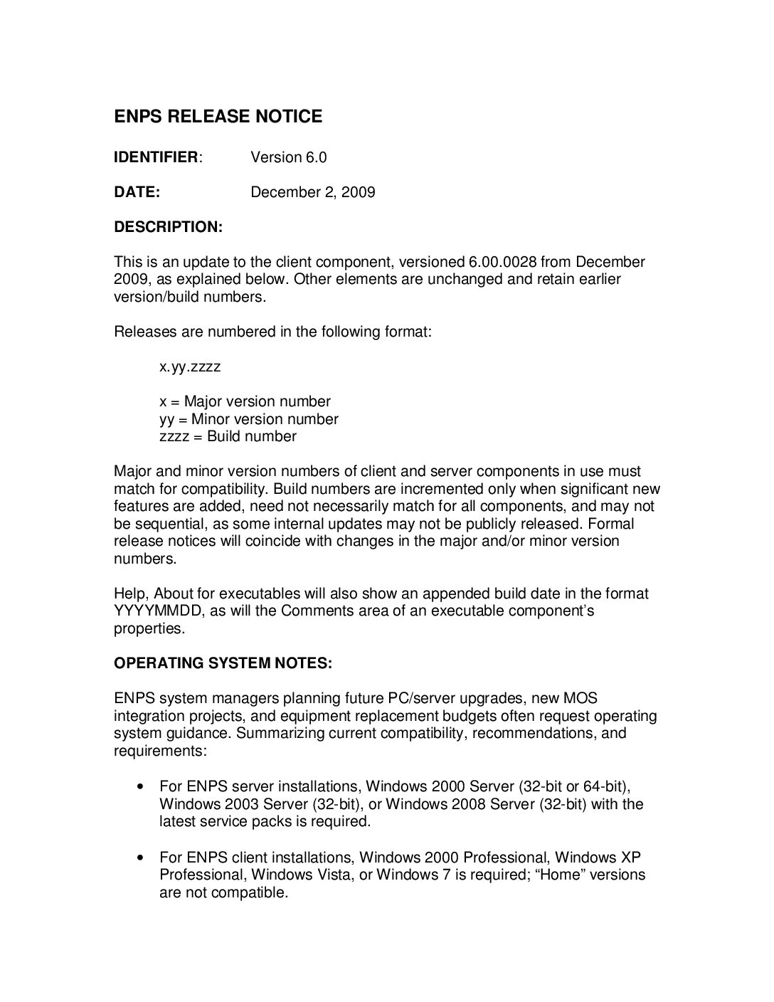 ENPS 6000-0028 Release Notes