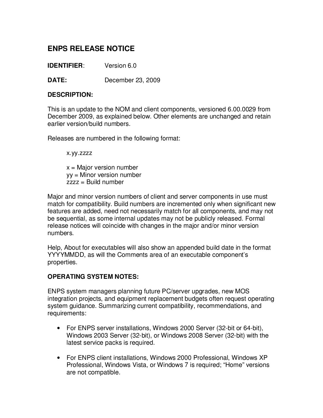 ENPS 6000-0029 Release Notes