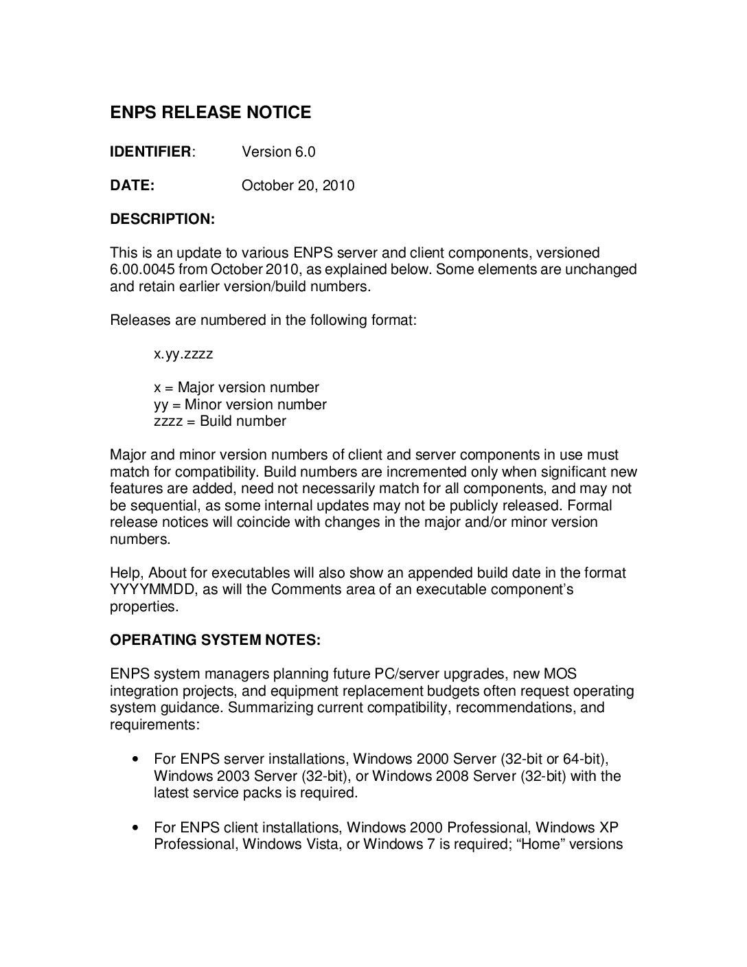 ENPS 6000-0045 Release Notes