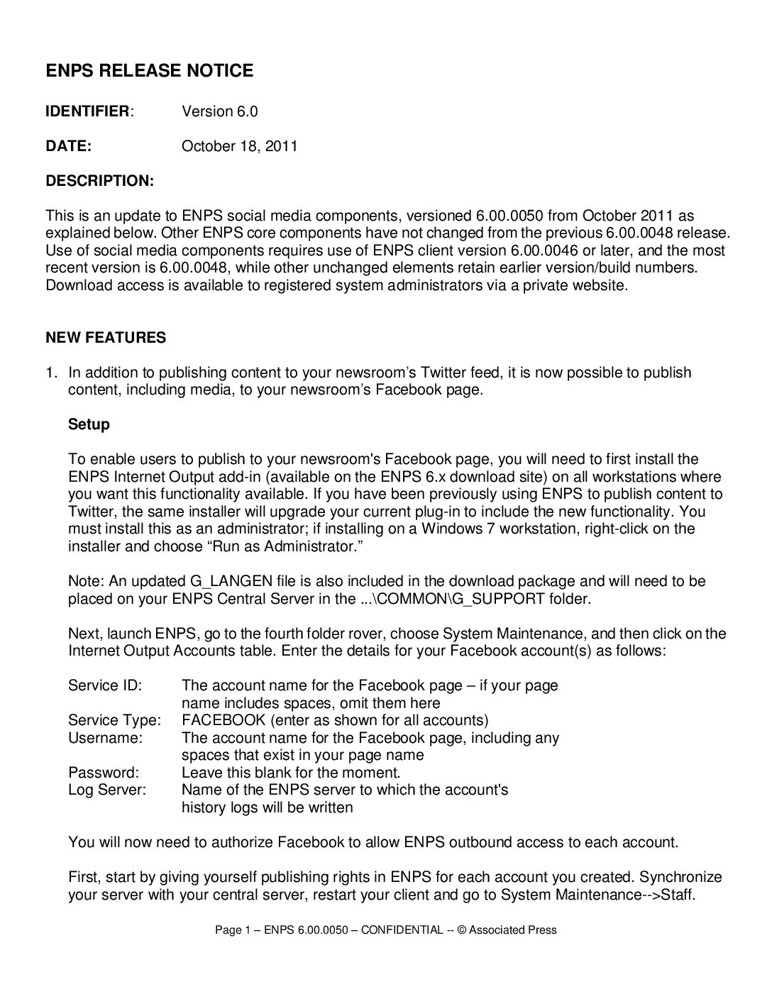 ENPS 6000-0050 Release Notes