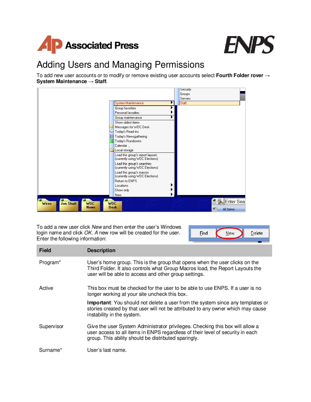 ENPS QuickStart Guide – Adding Users and Managing Permissions