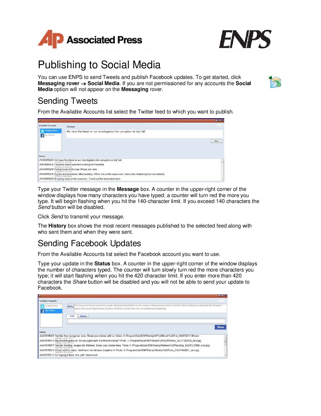 ENPS QuickStart Guide – Publishing to Social Media