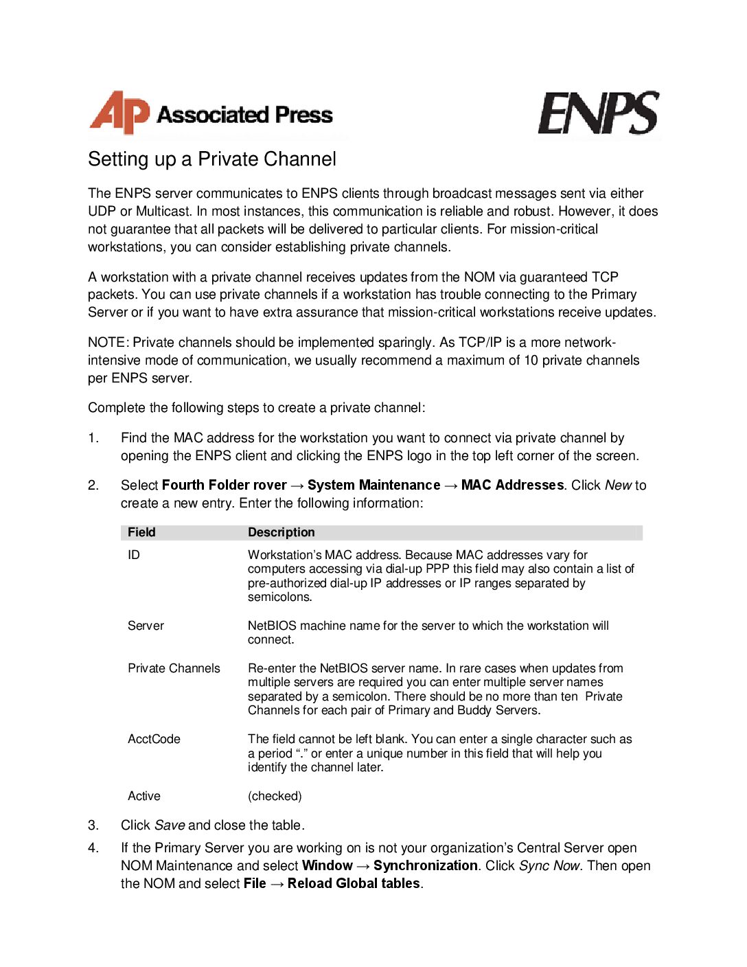 ENPS QuickStart Guide – Setting Up a Private Channel