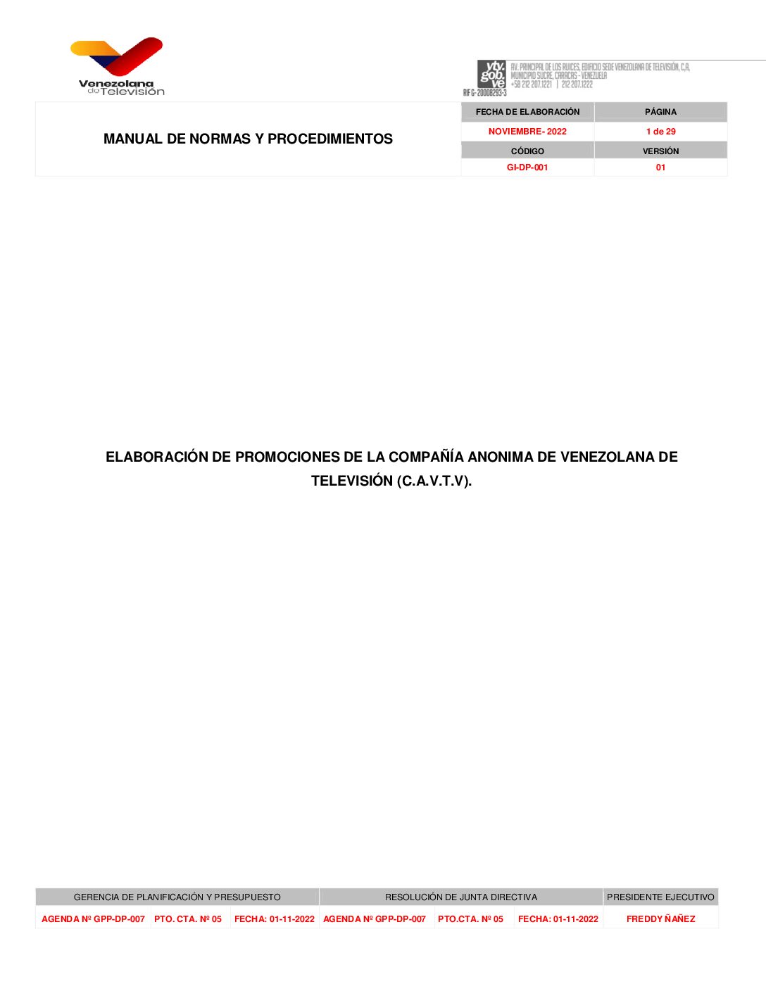 Elaboracion de Promociones de la C.A.V.T.V.