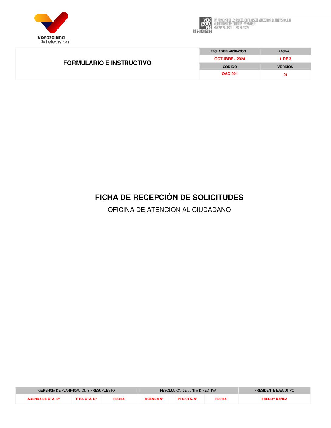 Ficha de Recepción de Solicitudes