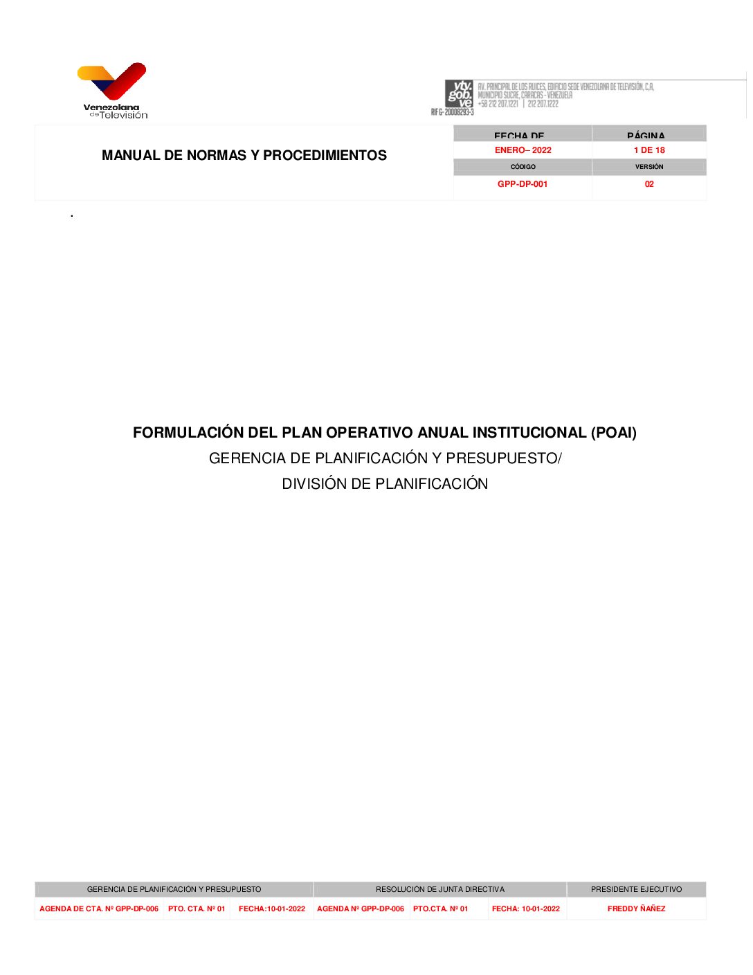 Formulación del Plan Operativo Anual Institucional POAI