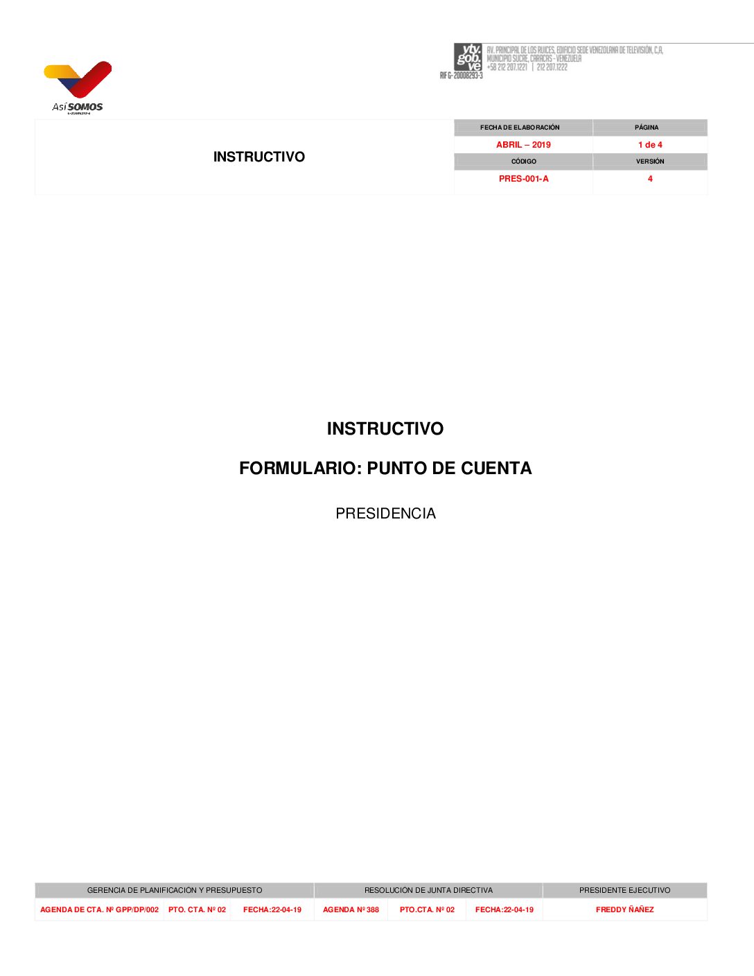 INSTRUCTIVO FORMULARIO PUNTO DE CTA. UNICO