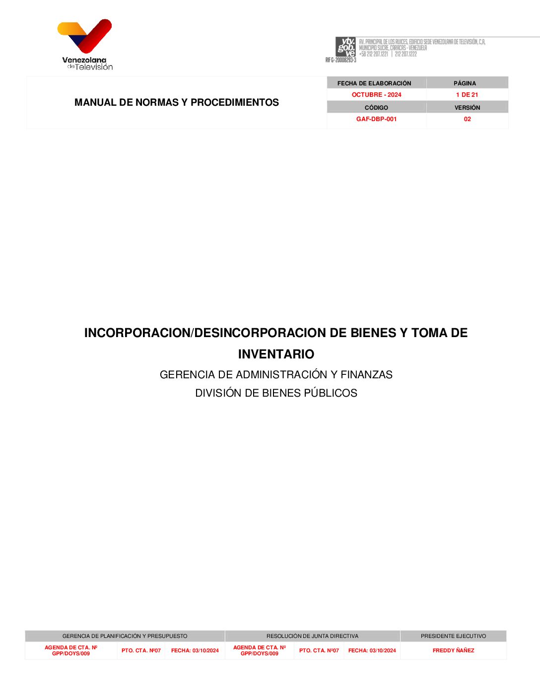 Incorporación, Desincorpación y Toma Inventario