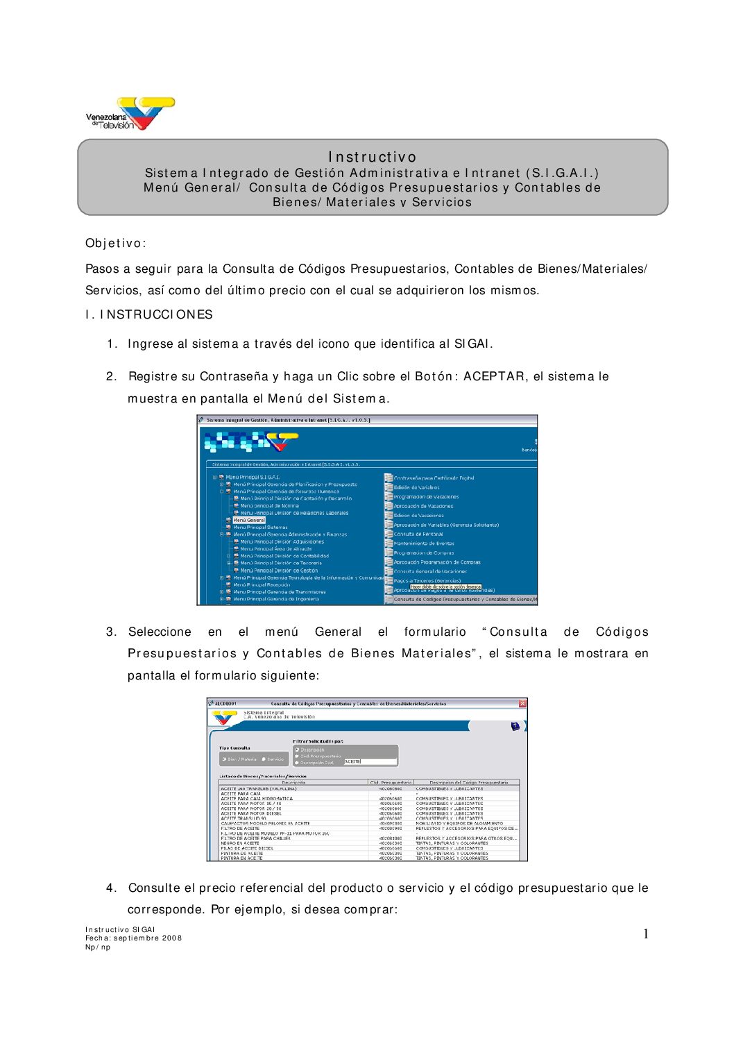 Instructivo Consulta Precios de Bienes y Materiales