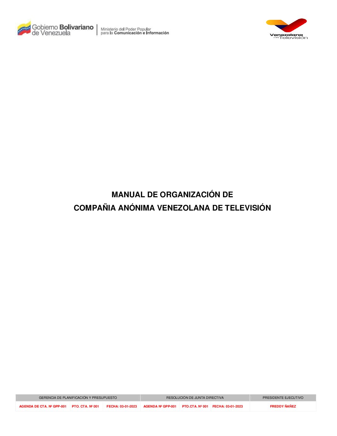 MANUAL DE ORGANIZATIVO VTV APROBADO ENERO 2023