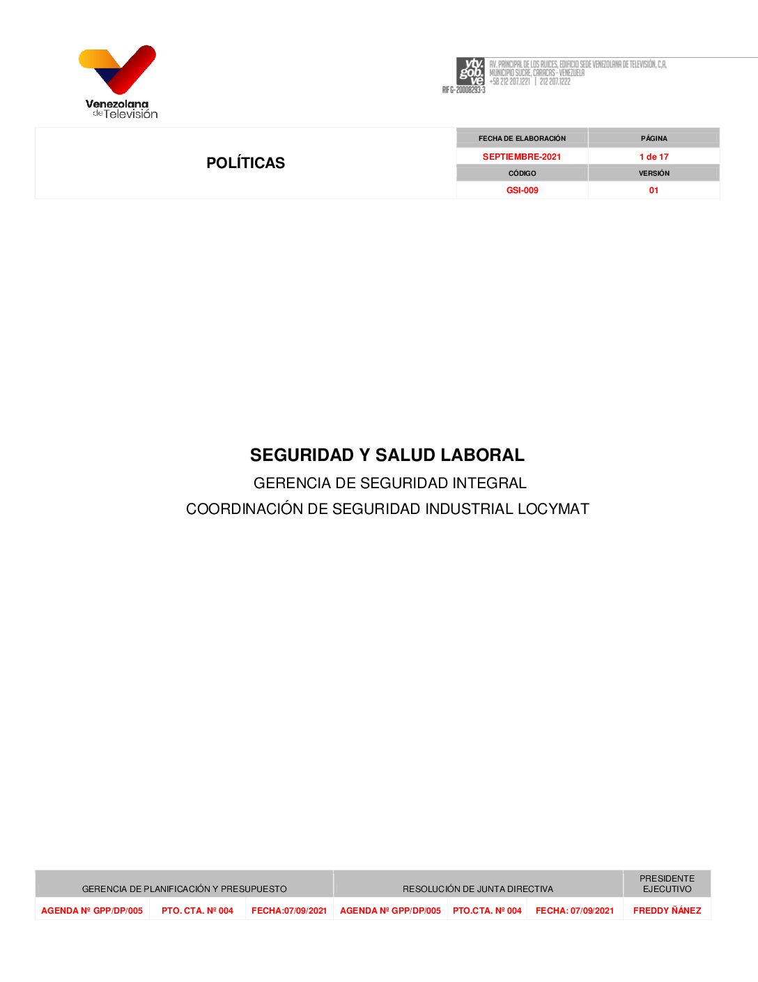 Manual de Politicas Seguridad y Salud Laboral