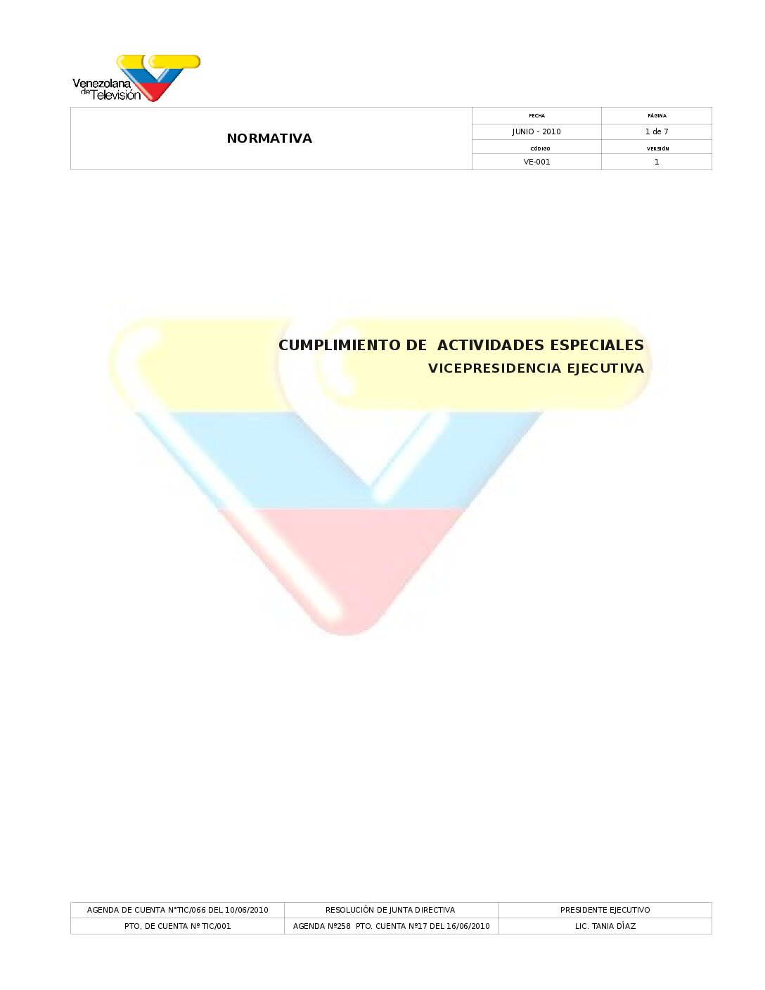 Normativa Cumplimiento de Actividades Especiales