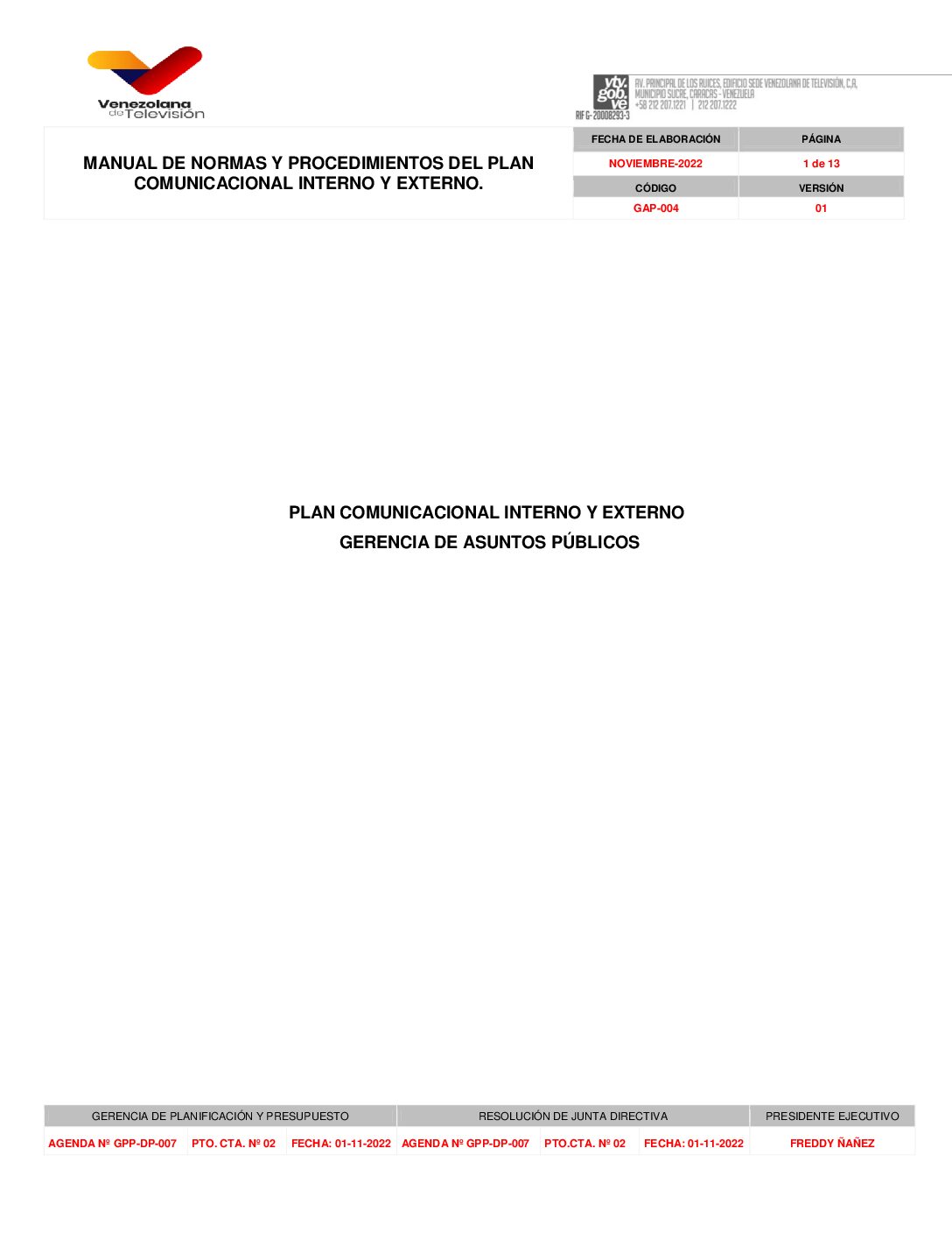 Plan Comunicacional Interno y Externo