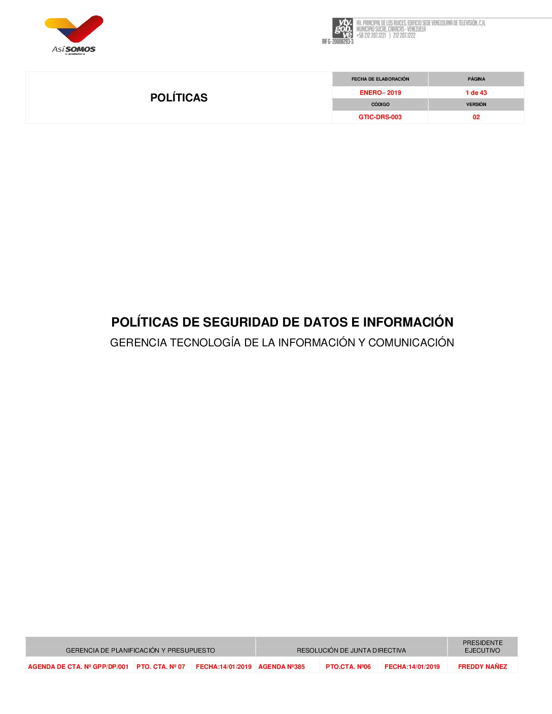 Politicas de Seguridad de Datos e Informacion