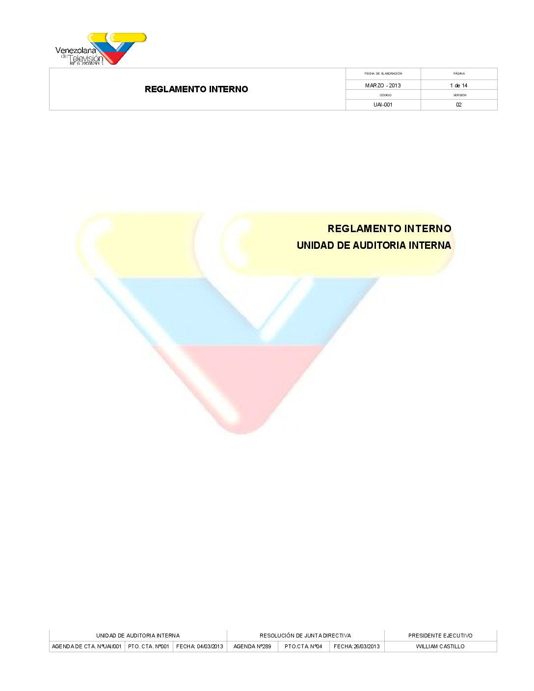 Reglamento Interno Auditoría Interna