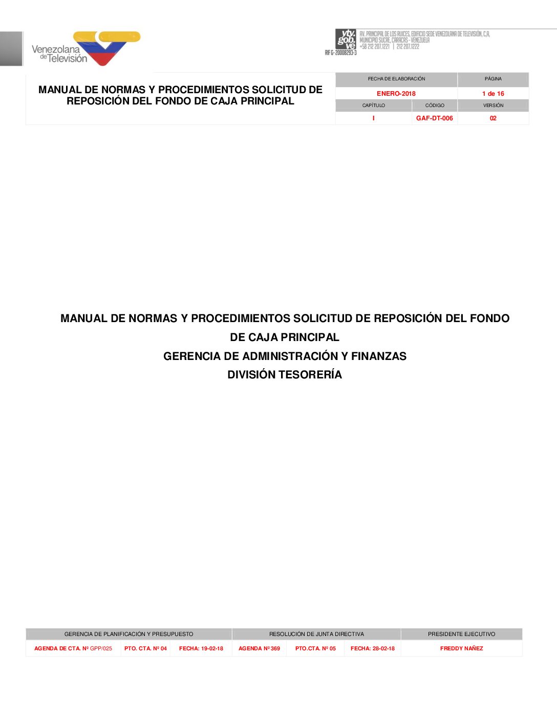 SOL REPOSICION DEL FONDO DE CAJA PRINCIPAL