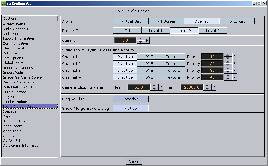 Scene Default Values