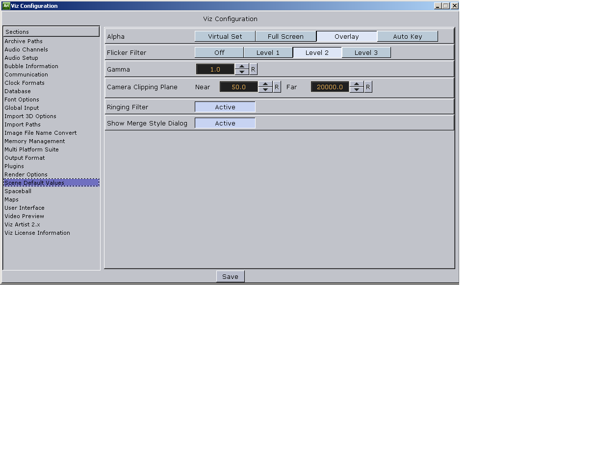Scene Default Values