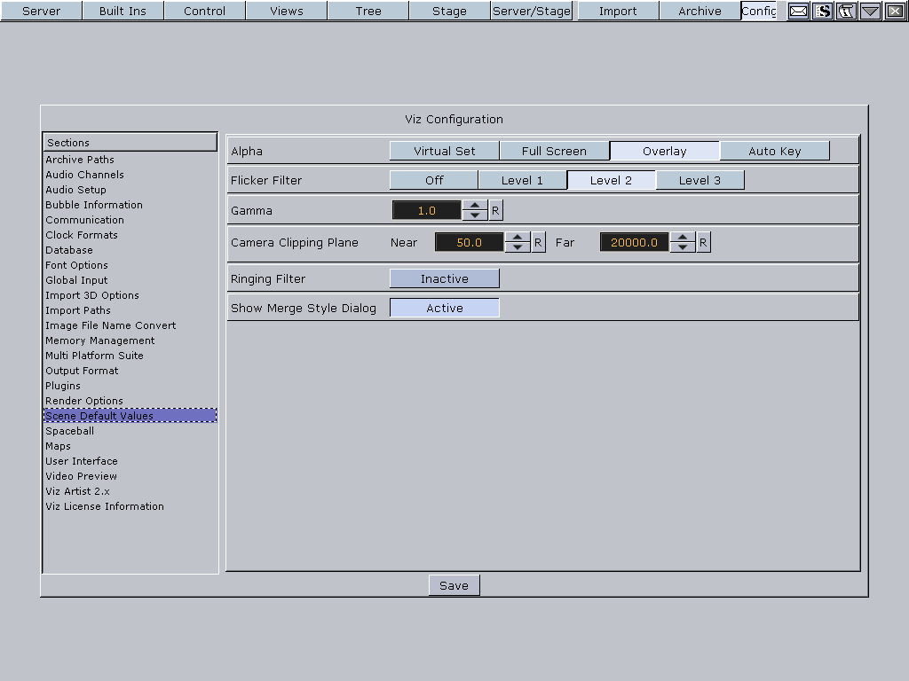 Scene Default Values