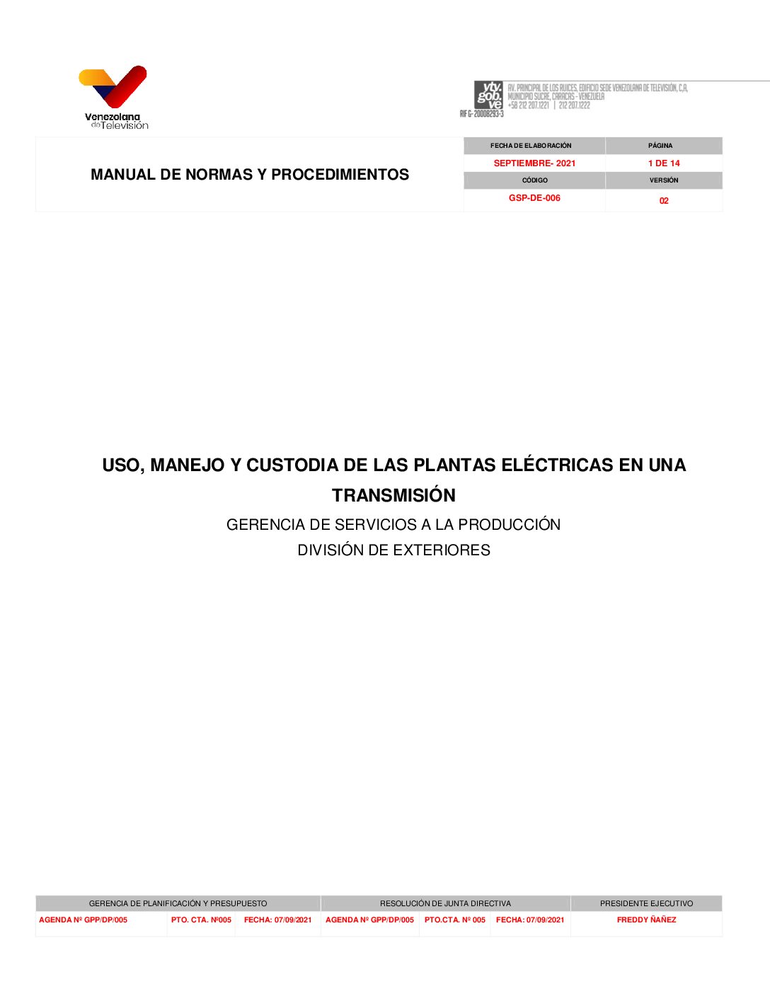Uso Manejo y Custodia de Plantas Eléctricas