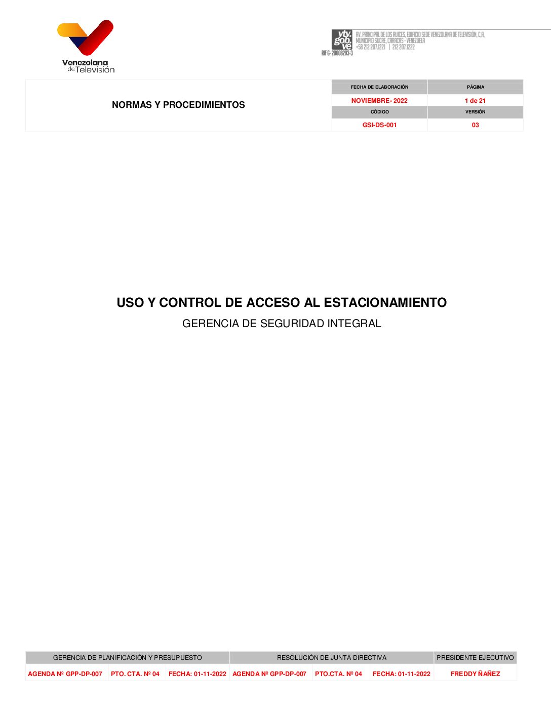Uso y Control de Acceso al Estacionamiento