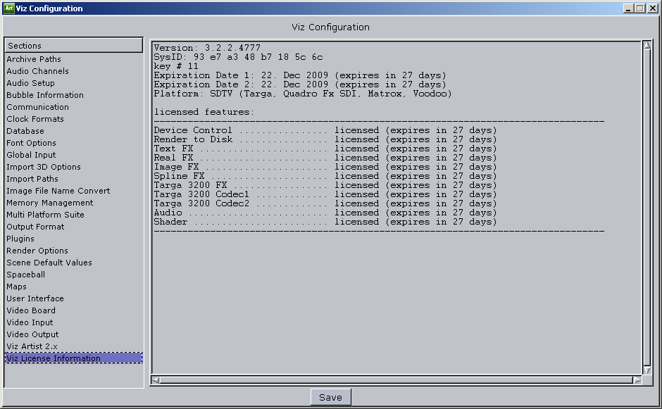 Viz License Information
