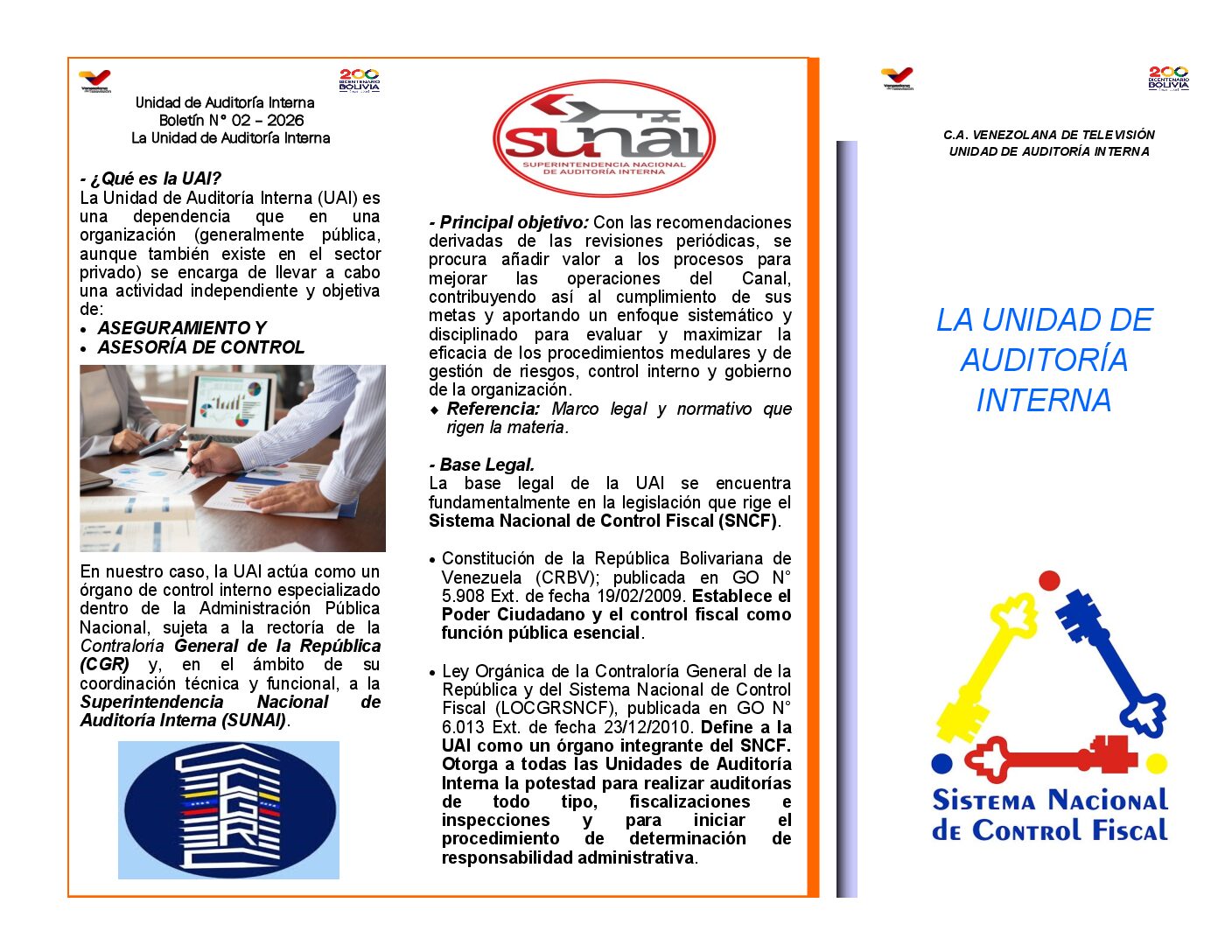 2026 TRÍPTICO N° 02 – UNIDAD DE AUDITORÍA INTERNA
